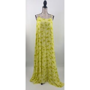 B35 Citrine Swim Lizzie Maxi Dress Womens Large Lime Palm Print Maxi Flowy